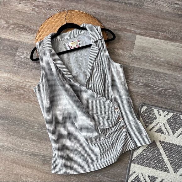 Anthropologie maeve striped collared wrap sleeveless top women’s size XL - Picture 2 of 8